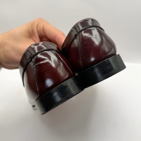 Sz 8.5 D BASS "BRADFORD" MAINE, USA Men's Burgundy Leather Shoes, Penny Loafers - Picture 7 of 10